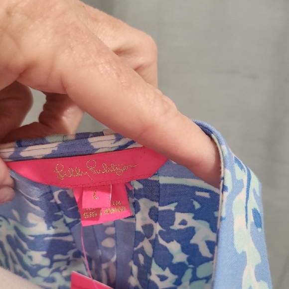 Blue and White Patterned Tunic Dress - Picture 5 of 5